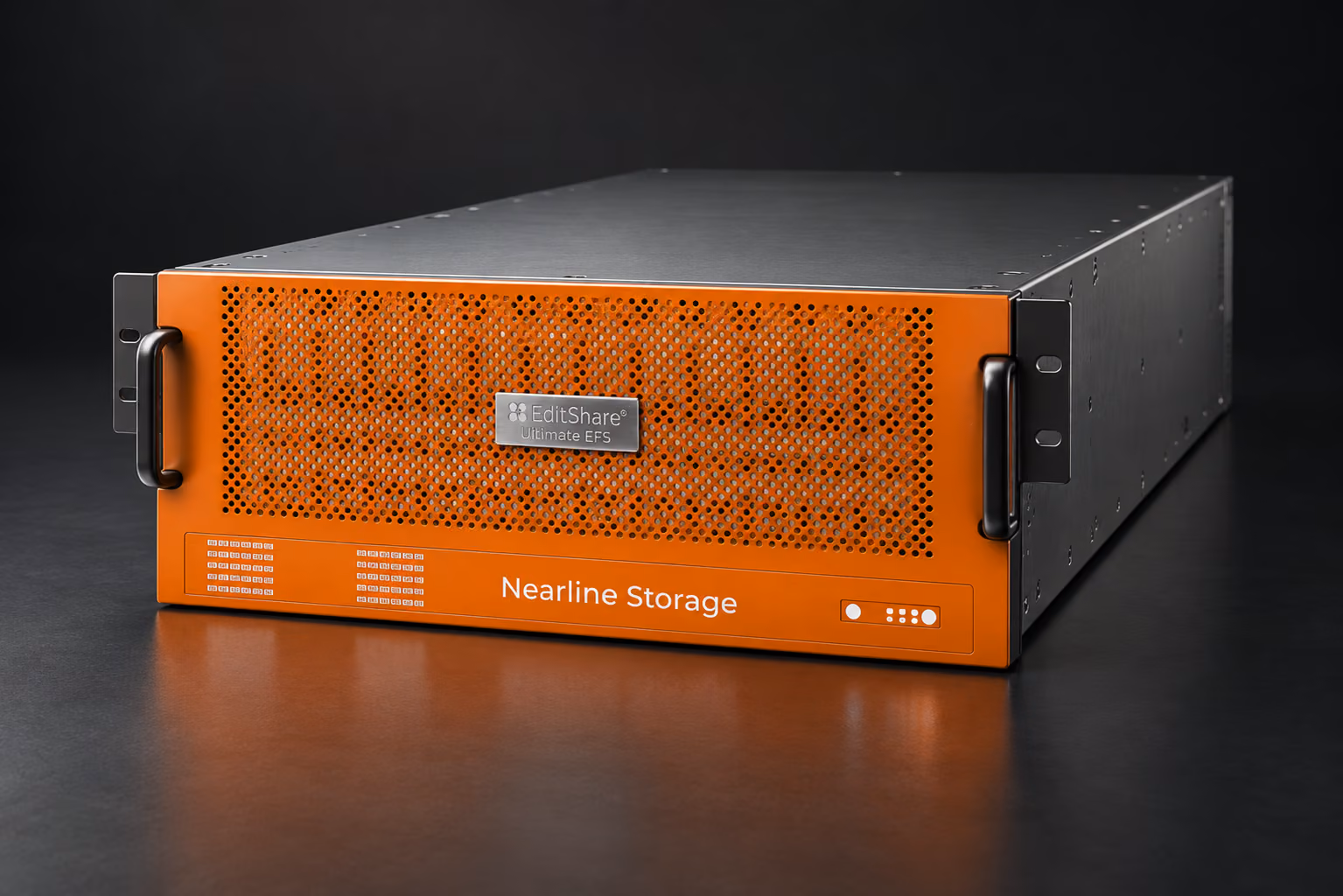 EditShare Ultimate EFS 60NL nearline storage node on a dark studio surface