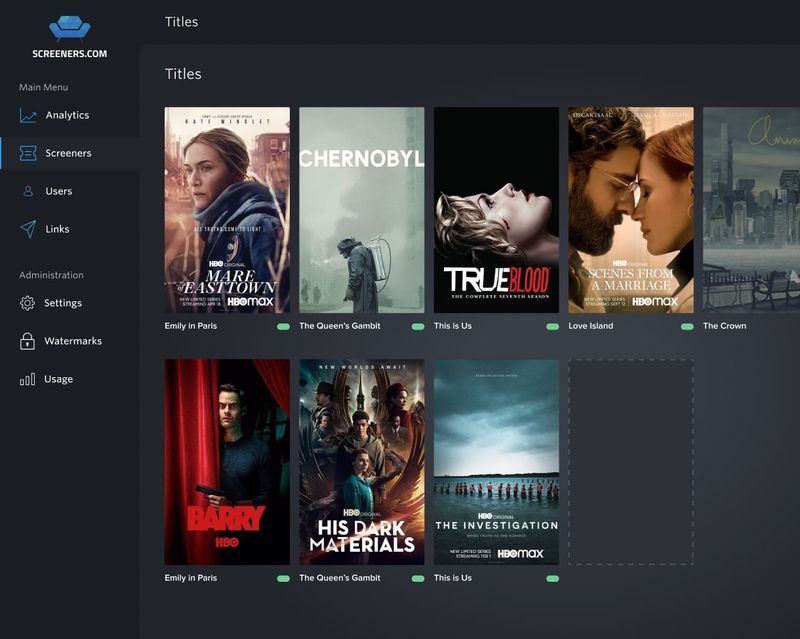 Screeners branded virtual screening room