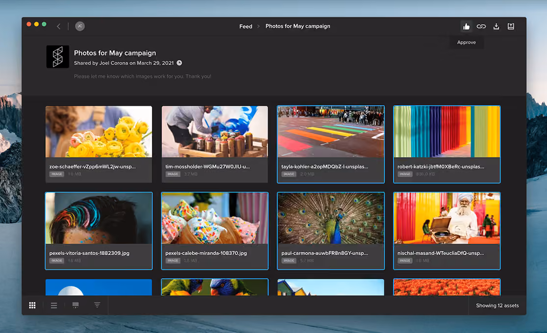 Internal review and approval tasks assigned to production team members in FLOW